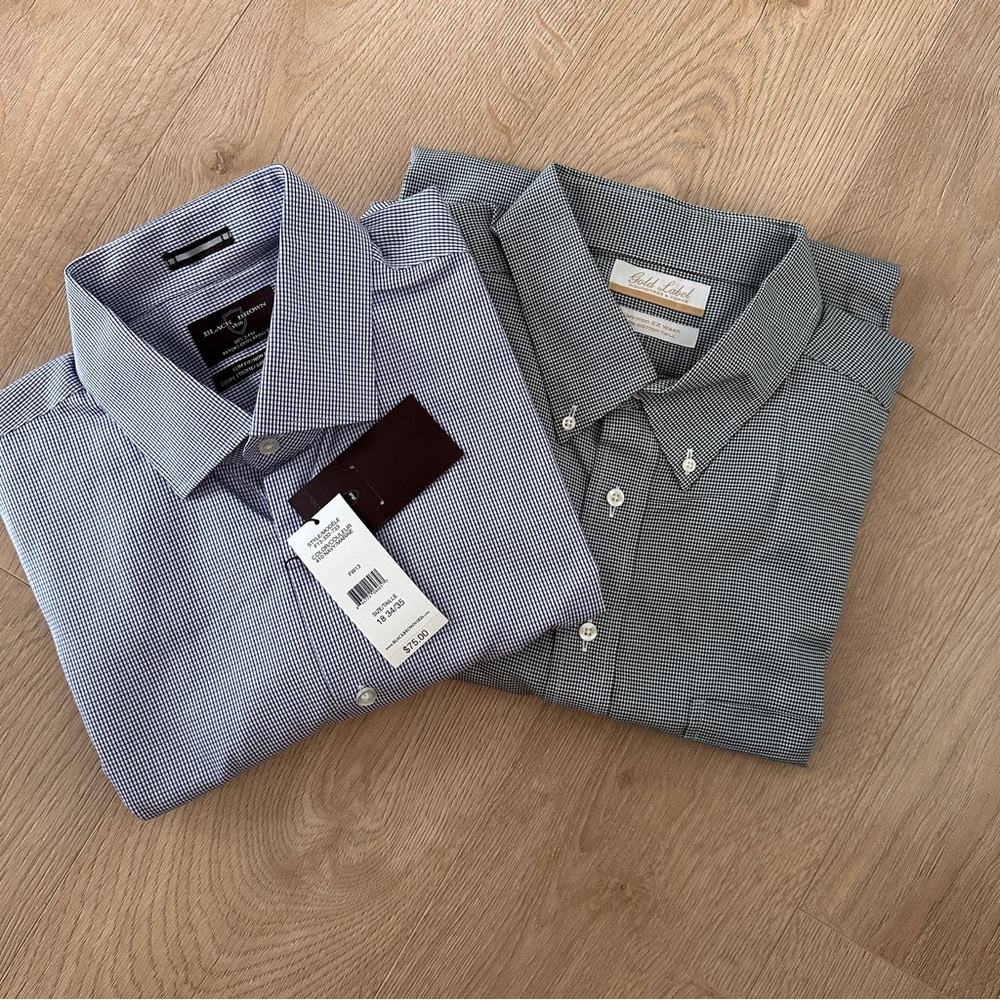 New Men's Dress Shirt Bundle sz. 18 - Micro Check/Houndstooth